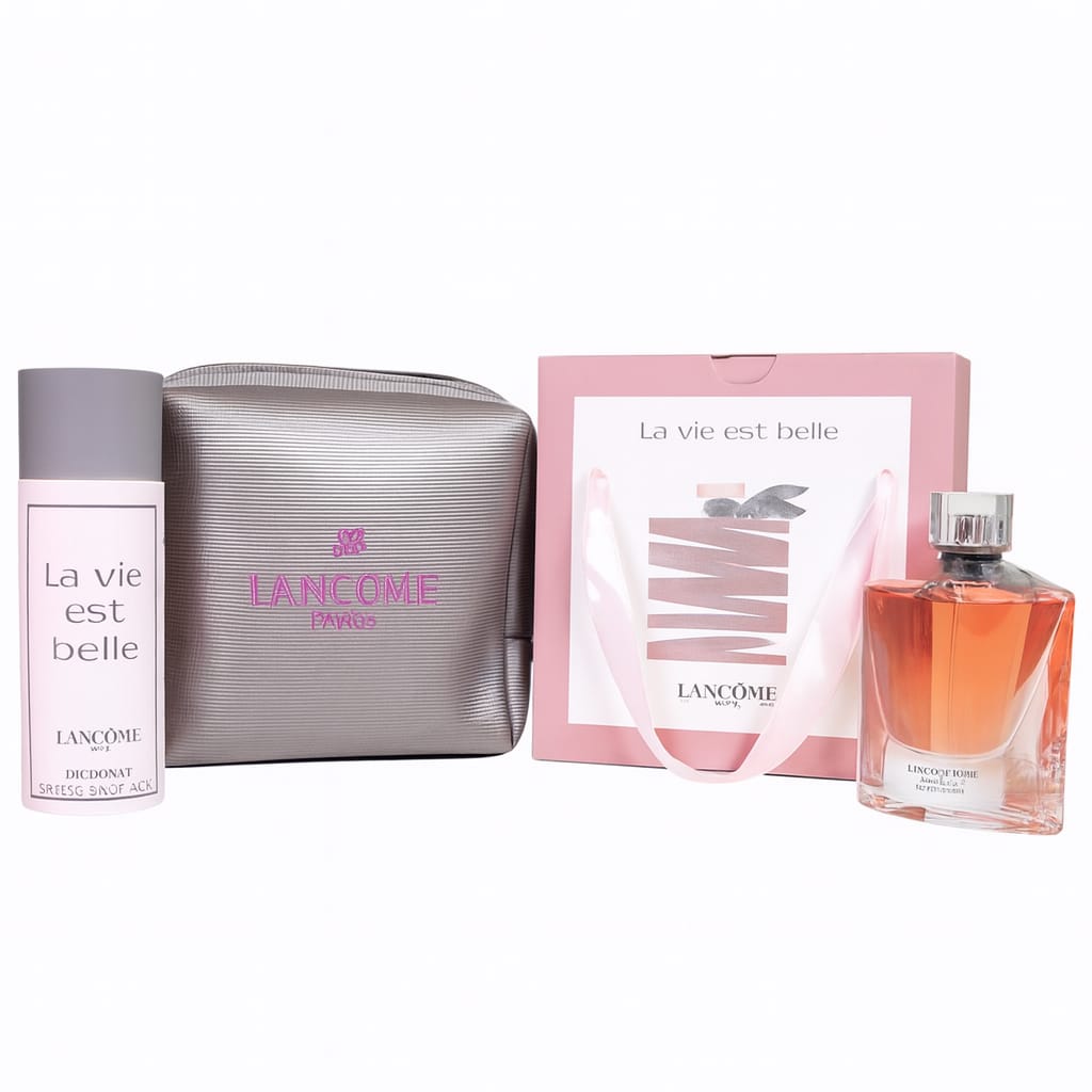 Set La Vie Est Belle pentru Femei – Apă de Parfum + Deodorant Spray + Pouch