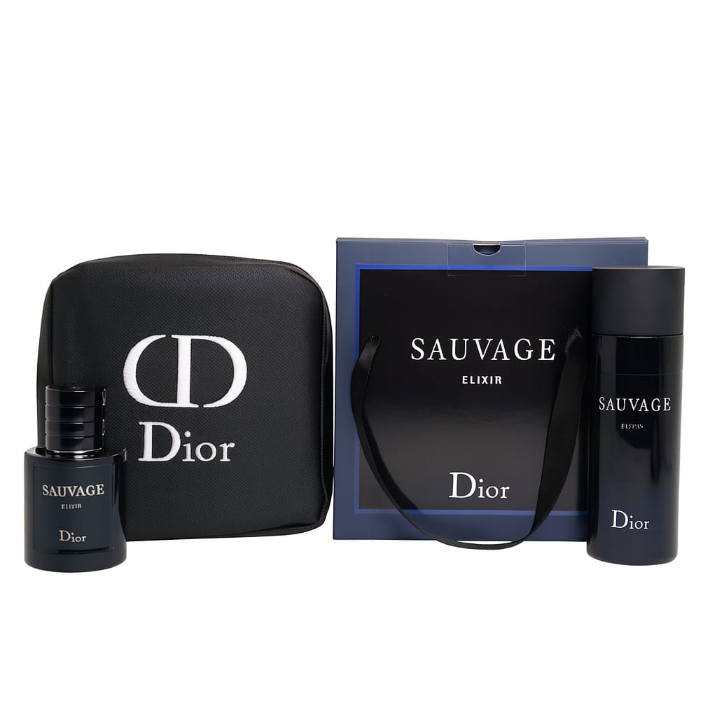 Set  Sauvage pentru Bărbați – Apă de Toaletă + Deodorant Spray + Pouch